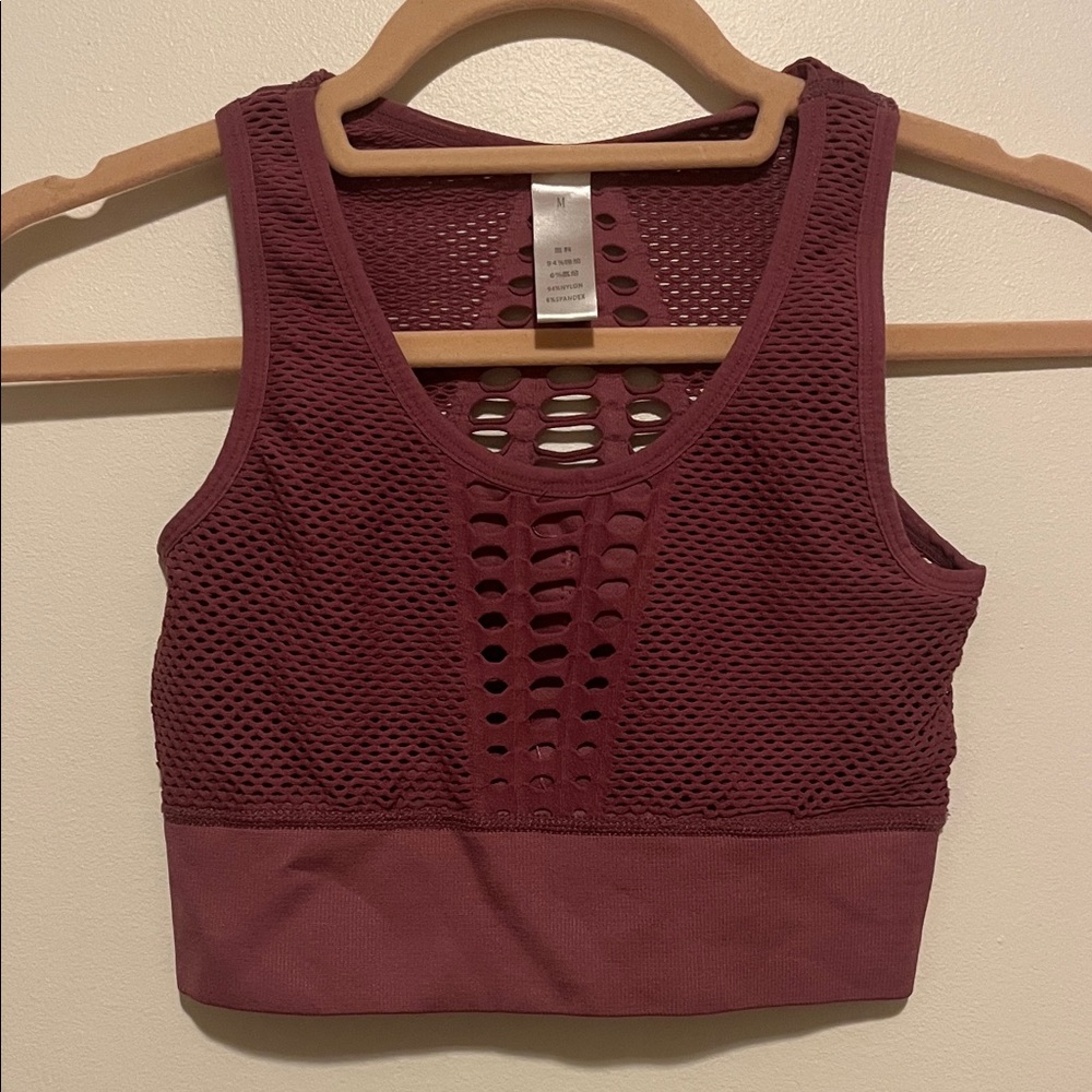 Women's Mesh Sports Bra - Burgundy